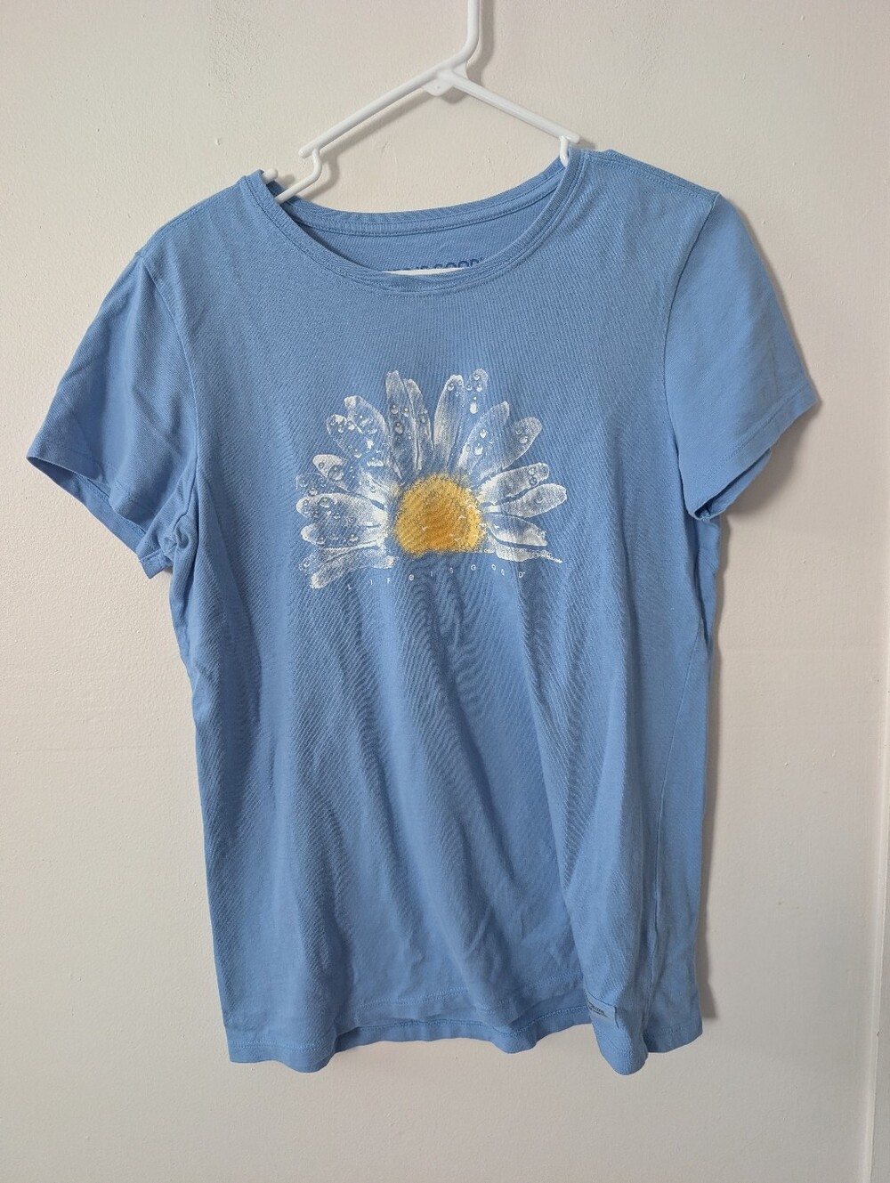 Life Is Good Light Blue Daisy Women's Cotton T-shirt Size M